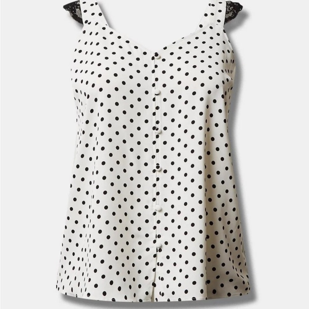 Torrid Studio Lace Trim Button Front Tank White